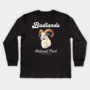 Badlands National Park, South Dakota Bighorn Sheep Hiking Camping Souvenir Kids Long Sleeve T-Shirt