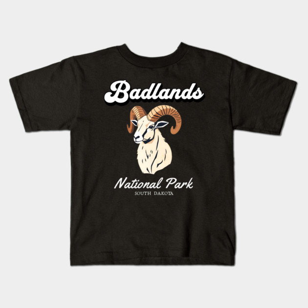 Badlands National Park, South Dakota Bighorn Sheep Hiking Camping Souvenir Kids T-Shirt by Pixel Threads 