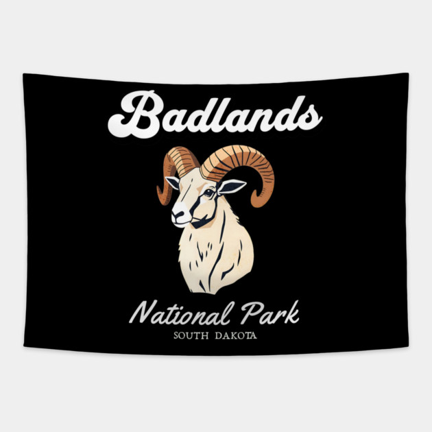 Badlands National Park, South Dakota Bighorn Sheep Hiking Camping Souvenir Tapestry by Pixel Threads 