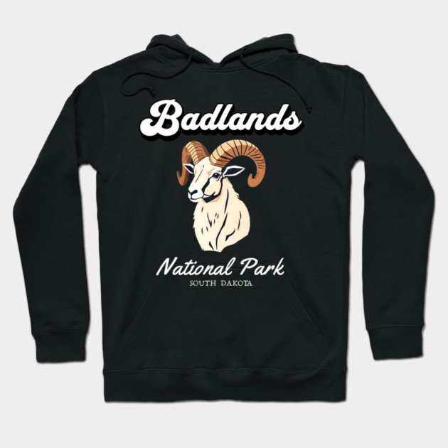 Badlands National Park, South Dakota Bighorn Sheep Hiking Camping Souvenir Hoodie by Pixel Threads 