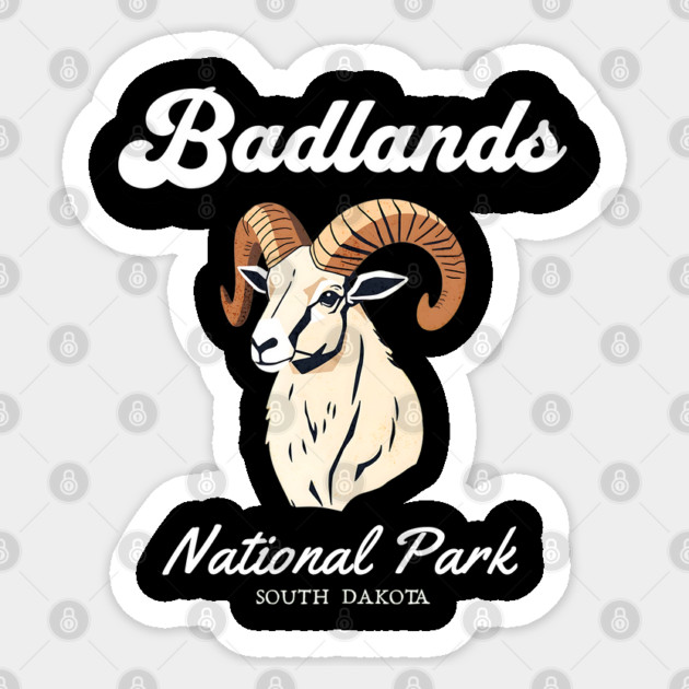 Badlands National Park, South Dakota Bighorn Sheep Hiking Camping Souvenir Sticker by Pixel Threads 