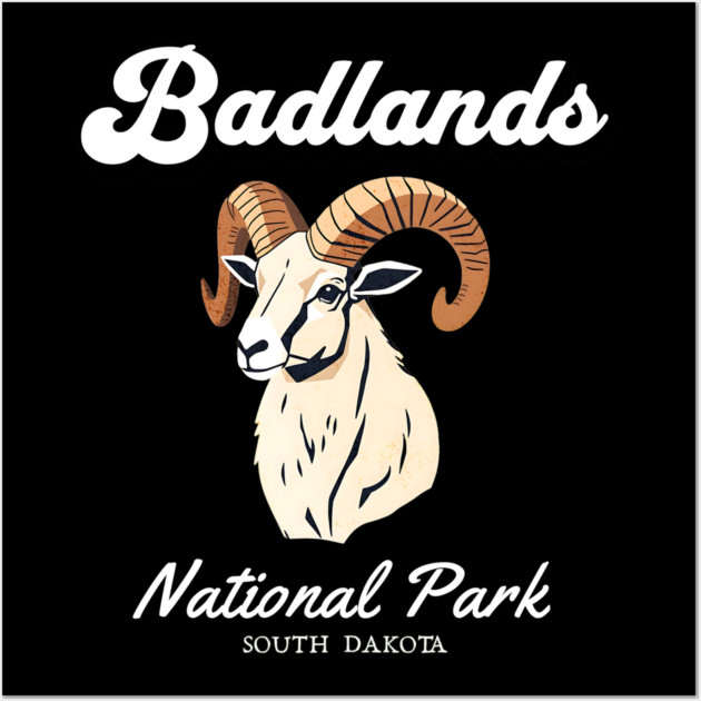 Badlands National Park, South Dakota Bighorn Sheep Hiking Camping Souvenir Wall Art by Pixel Threads 