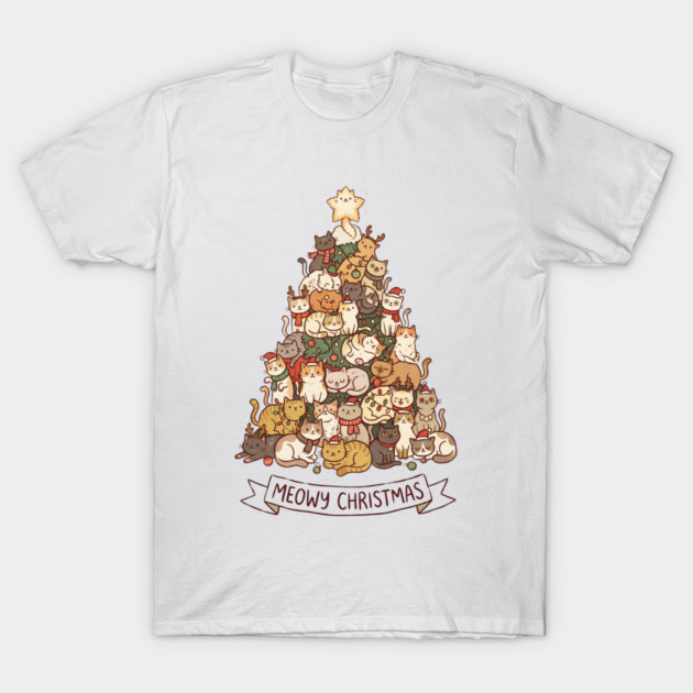 Meowy Christmas - Cats in a Christmas Tree T-Shirt by Creatifly Graphic Tees