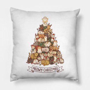 Meowy Christmas - Cats in a Christmas Tree Pillow