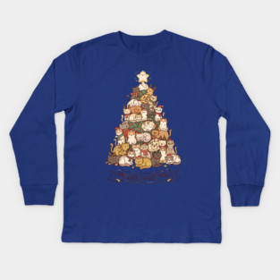 Meowy Christmas - Cats in a Christmas Tree Kids Long Sleeve T-Shirt