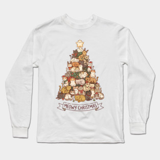 Meowy Christmas - Cats in a Christmas Tree Long Sleeve T-Shirt