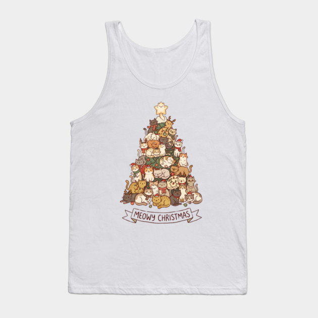 Meowy Christmas - Cats in a Christmas Tree Tank Top by Creatifly Graphic Tees