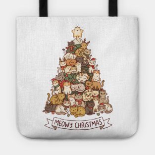 Meowy Christmas - Cats in a Christmas Tree Tote