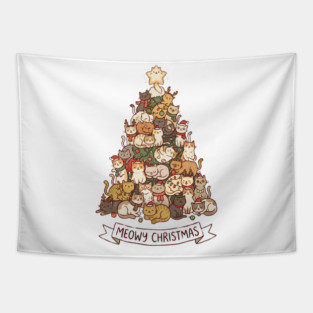 Meowy Christmas - Cats in a Christmas Tree Tapestry