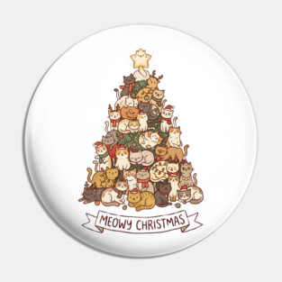 Meowy Christmas - Cats in a Christmas Tree Pin