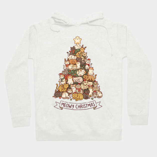 Meowy Christmas - Cats in a Christmas Tree Hoodie by Creatifly Graphic Tees