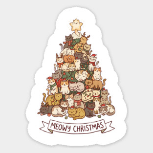 Meowy Christmas - Cats in a Christmas Tree Sticker