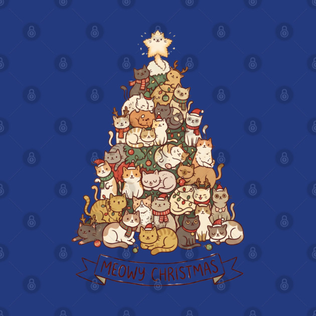 Meowy Christmas - Cats in a Christmas Tree by Creatifly Graphic Tees