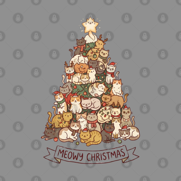 Meowy Christmas - Cats in a Christmas Tree by Creatifly Graphic Tees