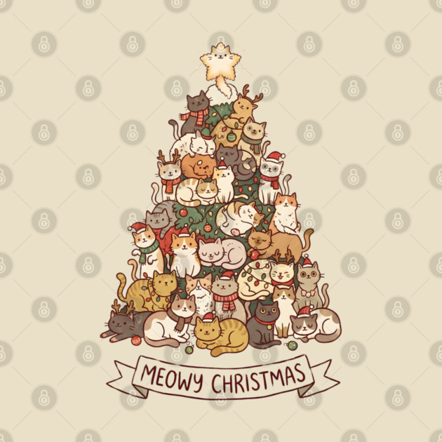 Meowy Christmas - Cats in a Christmas Tree by Creatifly Graphic Tees