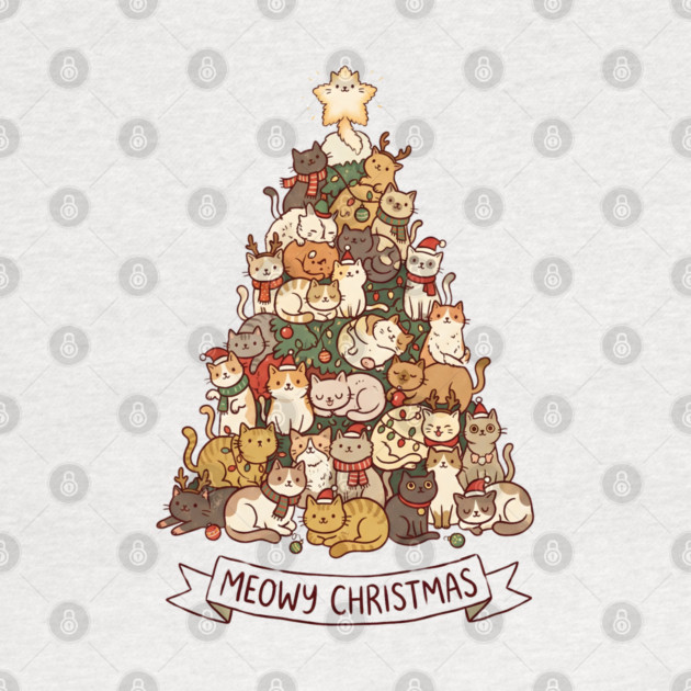 Meowy Christmas - Cats in a Christmas Tree by Creatifly Graphic Tees