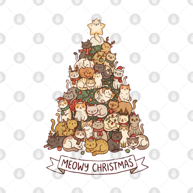 Meowy Christmas - Cats in a Christmas Tree by Creatifly Graphic Tees