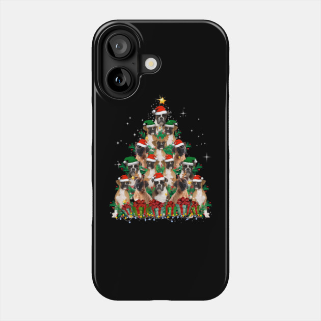 Cute Boxer Dog Christmas Tree Family Xmas Phone Case by yangho
