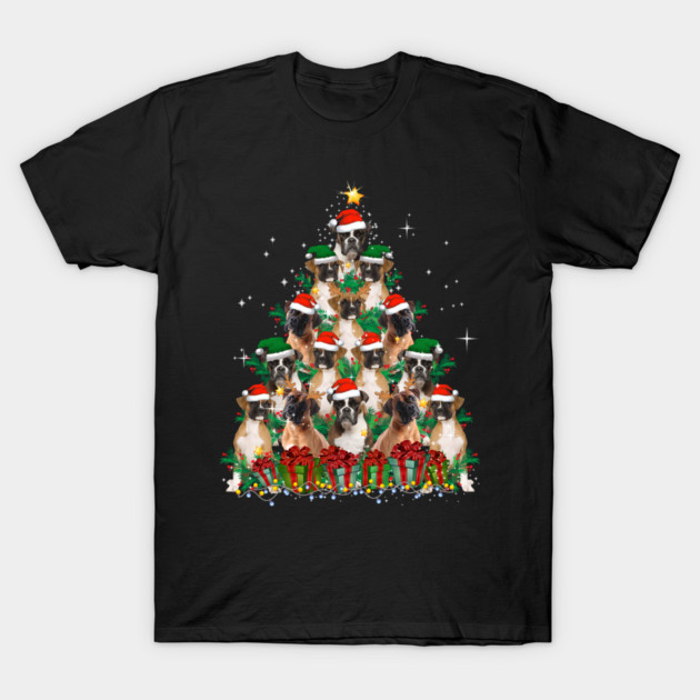 Cute Boxer Dog Christmas Tree Family Xmas T-Shirt by yangho
