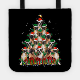 Cute Boxer Dog Christmas Tree Family Xmas Tote