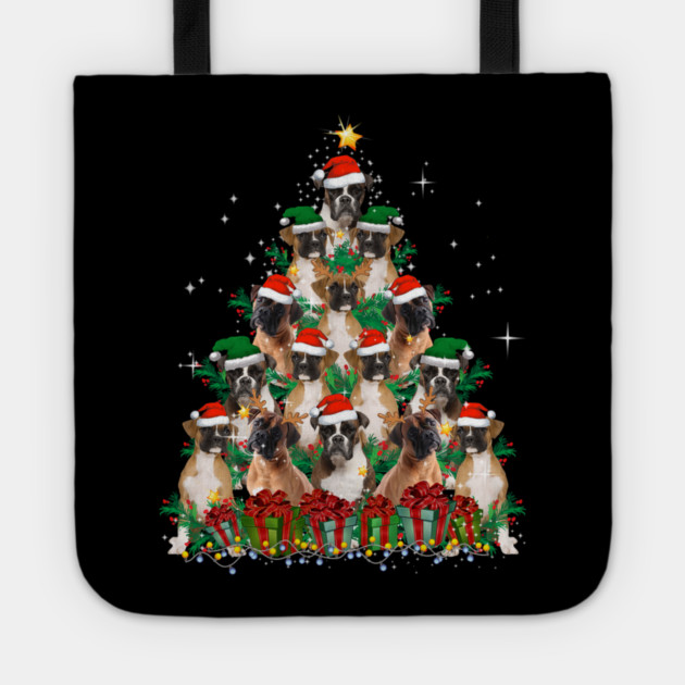 Cute Boxer Dog Christmas Tree Family Xmas Tote by yangho