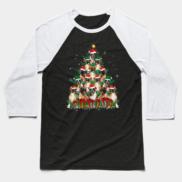 Cute Boxer Dog Christmas Tree Family Xmas Baseball T-Shirt by yangho