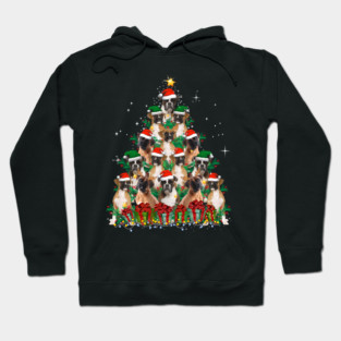 Cute Boxer Dog Christmas Tree Family Xmas Hoodie