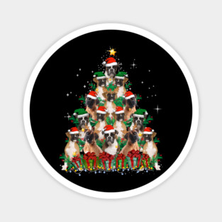 Cute Boxer Dog Christmas Tree Family Xmas Magnet