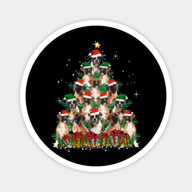 Cute Boxer Dog Christmas Tree Family Xmas Magnet by yangho