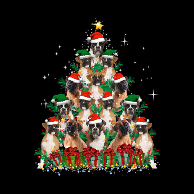Cute Boxer Dog Christmas Tree Family Xmas by yangho