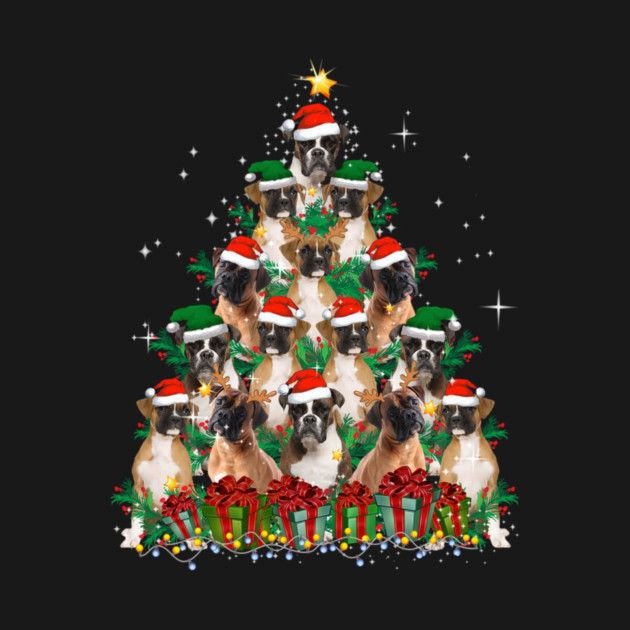 Cute Boxer Dog Christmas Tree Family Xmas by yangho