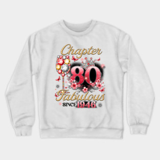 Chapter 80 Fabulous 1946 80th Birthday Red Diamond Crewneck Sweatshirt