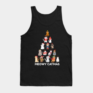 Meowy Catmas - Festive Cats Christmas Tree Tank Top
