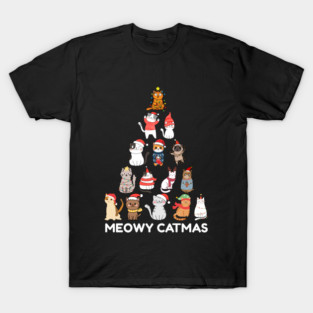 Meowy Catmas - Festive Cats Christmas Tree T-Shirt