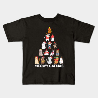 Meowy Catmas - Festive Cats Christmas Tree Kids T-Shirt