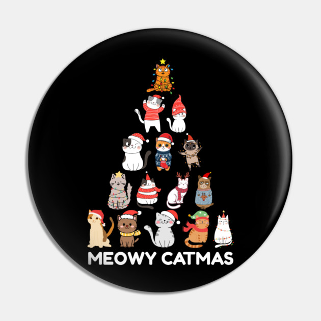 Meowy Catmas - Festive Cats Christmas Tree Pin by Creatifly Graphic Tees