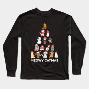 Meowy Catmas - Festive Cats Christmas Tree Long Sleeve T-Shirt