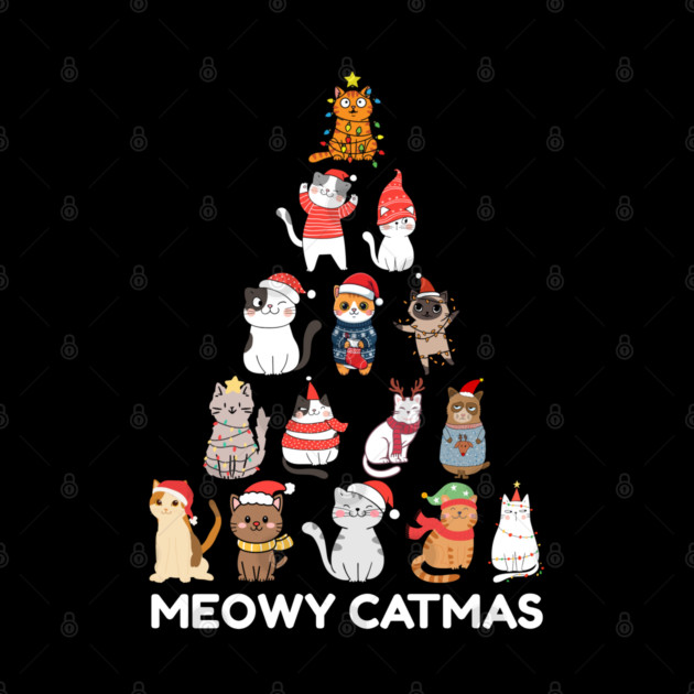 Meowy Catmas - Festive Cats Christmas Tree by Creatifly Graphic Tees