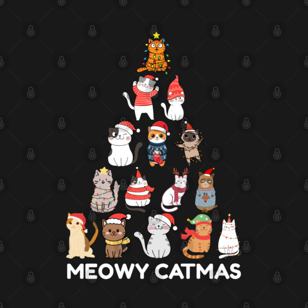 Meowy Catmas - Festive Cats Christmas Tree by Creatifly Graphic Tees