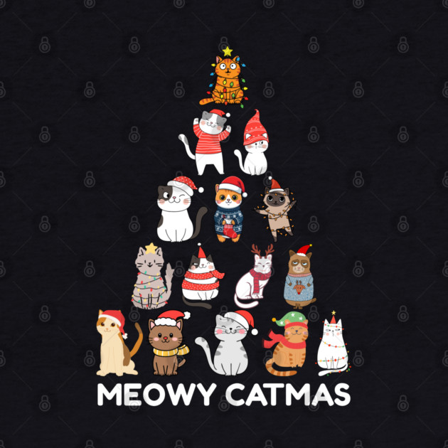 Meowy Catmas - Festive Cats Christmas Tree by Creatifly Graphic Tees