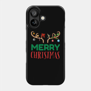 Merry Christmas with Festive Reindeer Antlers Phone Case