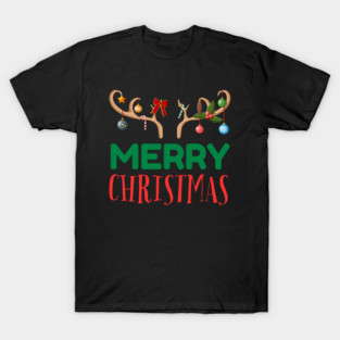 Merry Christmas with Festive Reindeer Antlers T-Shirt