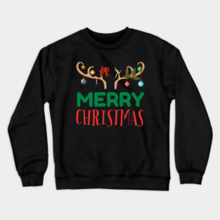 Merry Christmas with Festive Reindeer Antlers Crewneck Sweatshirt