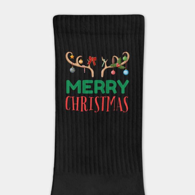Merry Christmas with Festive Reindeer Antlers by Creatifly Graphic Tees