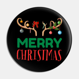 Merry Christmas with Festive Reindeer Antlers Pin