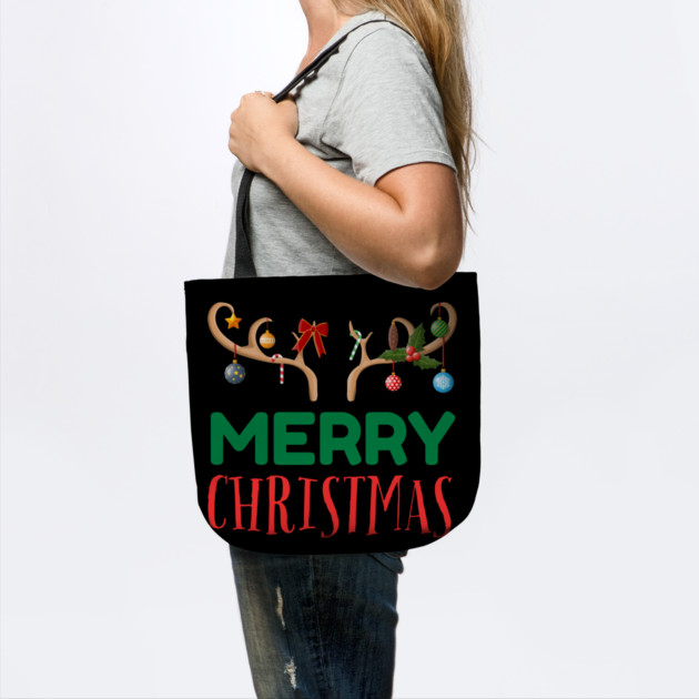 Merry Christmas with Festive Reindeer Antlers by Creatifly Graphic Tees