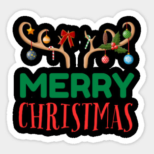 Merry Christmas with Festive Reindeer Antlers Sticker