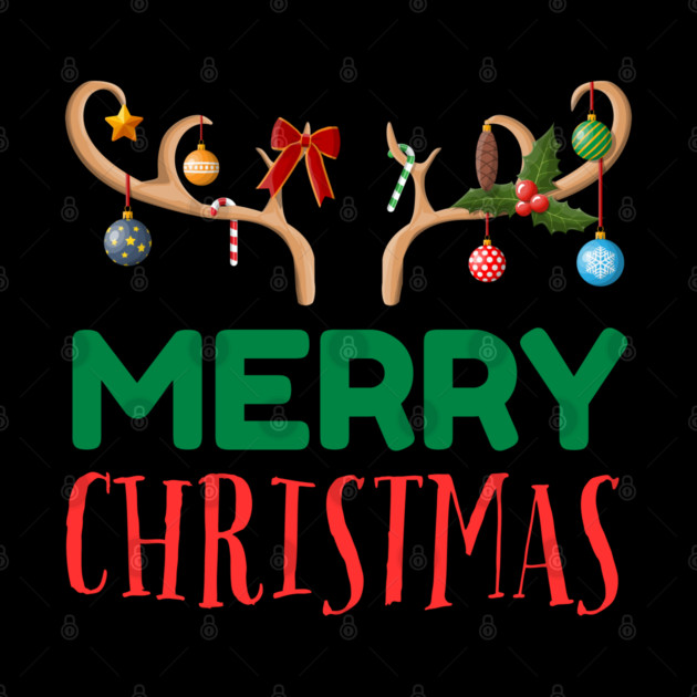 Merry Christmas with Festive Reindeer Antlers by Creatifly Graphic Tees