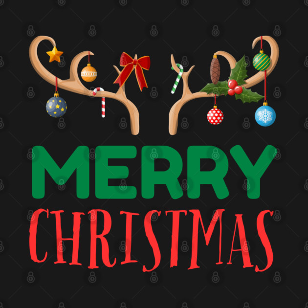 Merry Christmas with Festive Reindeer Antlers by Creatifly Graphic Tees