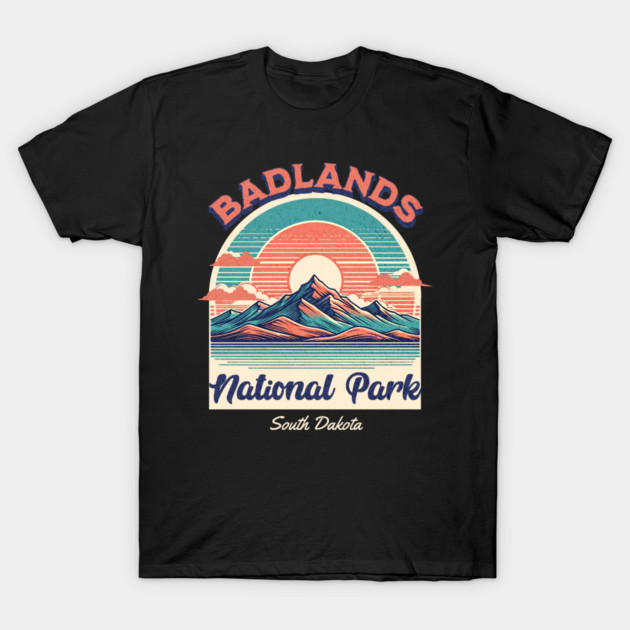Badlands National Park, South Dakota Hiking Camping Souvenir T-Shirt by Pixel Threads 
